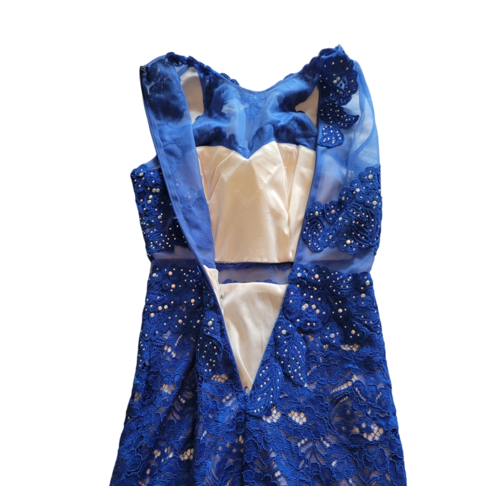 Anny Lee Blue Cocktail Formal Rhinestone Mesh Minidress Size XS - Picture 6 of 16